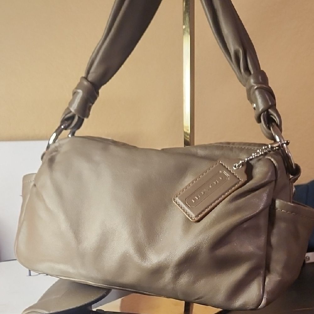 Coach Taupe Leather Shoulder Bag
